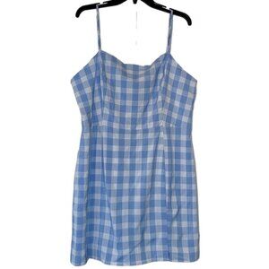 BP. Plaid Square Neck Sundress in Blue White Lola Plaid